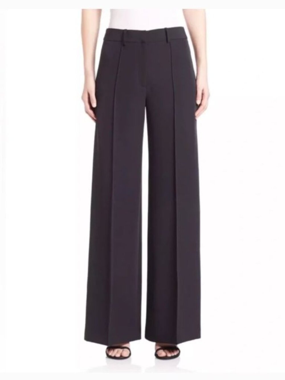 NWT! Milly Hayden Pintuck Wide Leg Black Dress Work Pant Trouser Slack - Size 0
